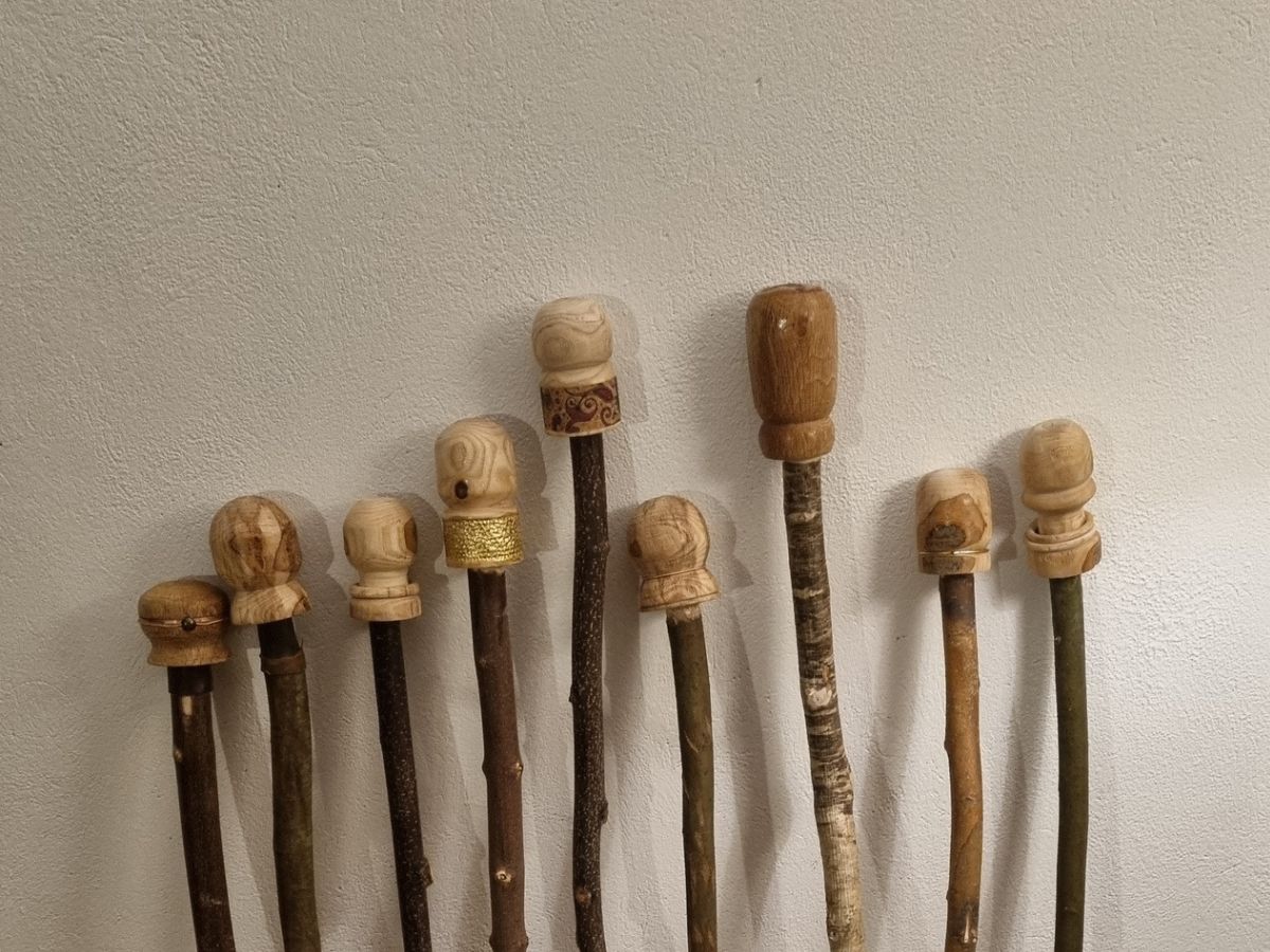Handmade walking sticks turned at StormFallen Crafts.